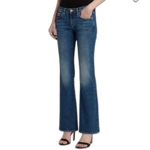 7 For All Mankind Blue Medium Wash Denim Lower Rise Bootcut Jeans Size 30